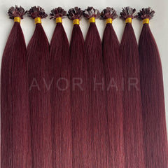 Flat Tip Hair #Soft Auburn Brown Color Hair