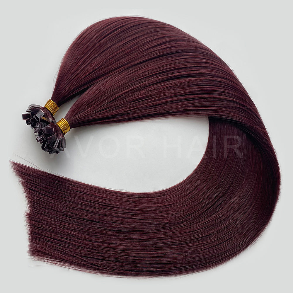 Flat Tip Hair #Soft Auburn Brown Color Hair