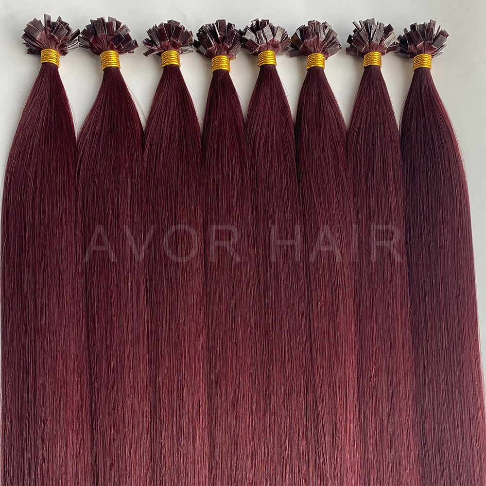 Flat Tip Hair #Soft Auburn Brown Color Hair