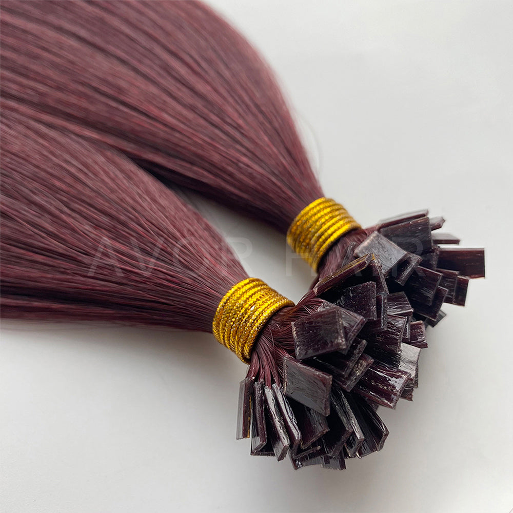 Flat Tip Hair #Soft Auburn Brown Color Hair