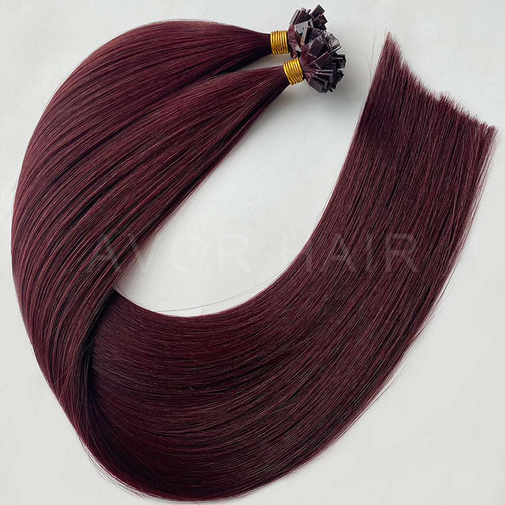 Flat Tip Hair #Soft Auburn Brown Color Hair