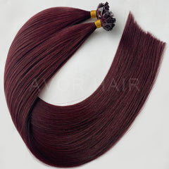 Flat Tip Hair #Soft Auburn Brown Color Hair