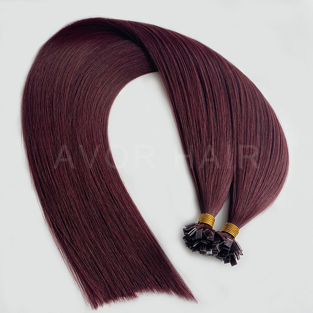 Flat Tip Hair #Soft Auburn Brown Color Hair